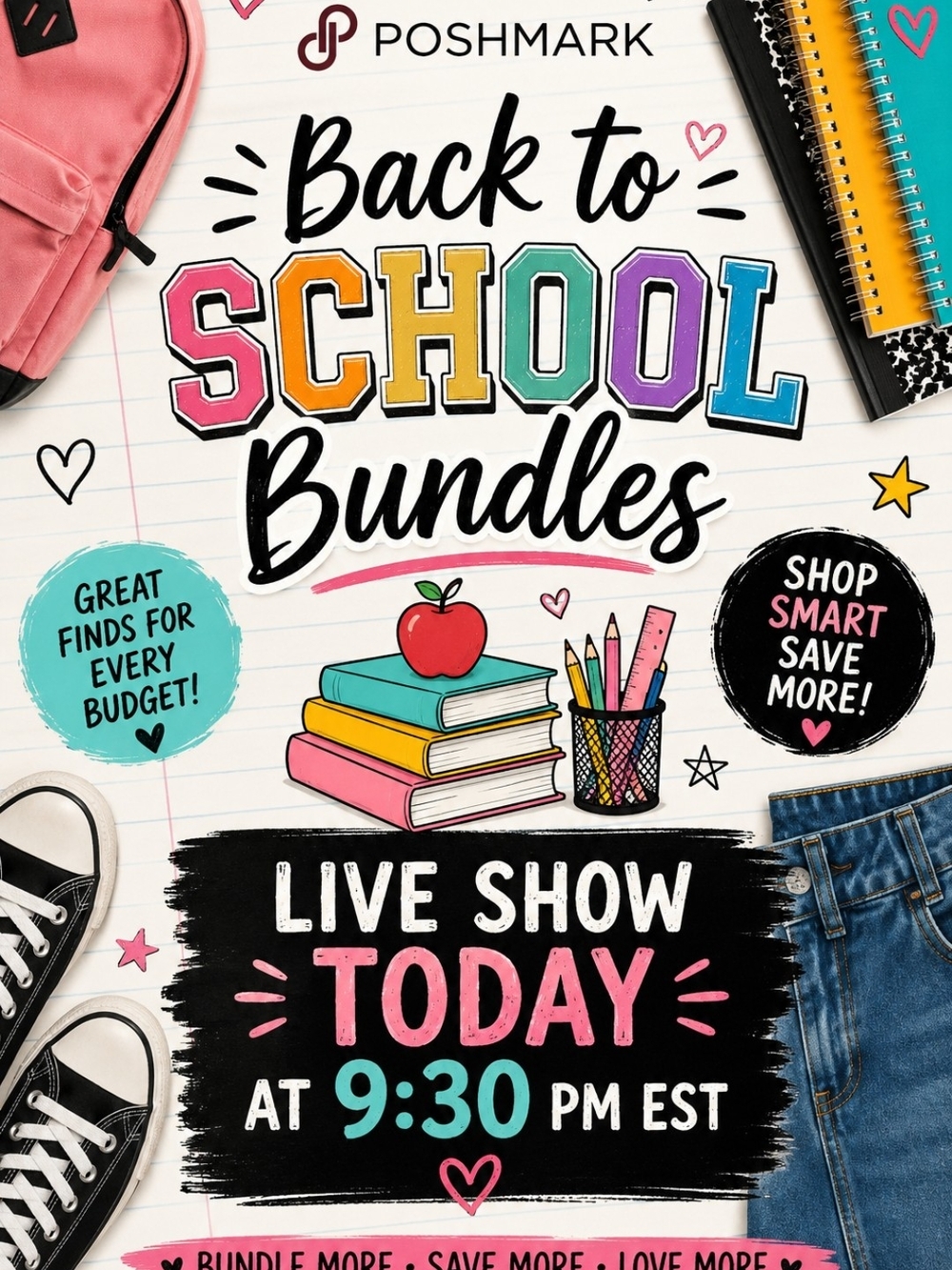Back to School Bundles Live Show Poster - Colorful Graphic